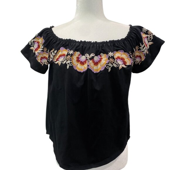THML Tops - THML Anthropologie Top Women Medium M Cotton Floral Embroidered Boho Festival